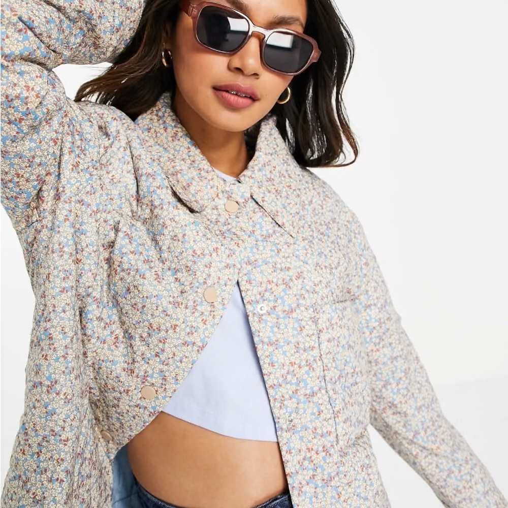 Mango Floral Quilted Jacket